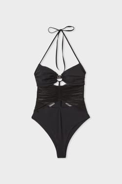 One-Piece Swimsuit With Tulle Details;${refinementColor}