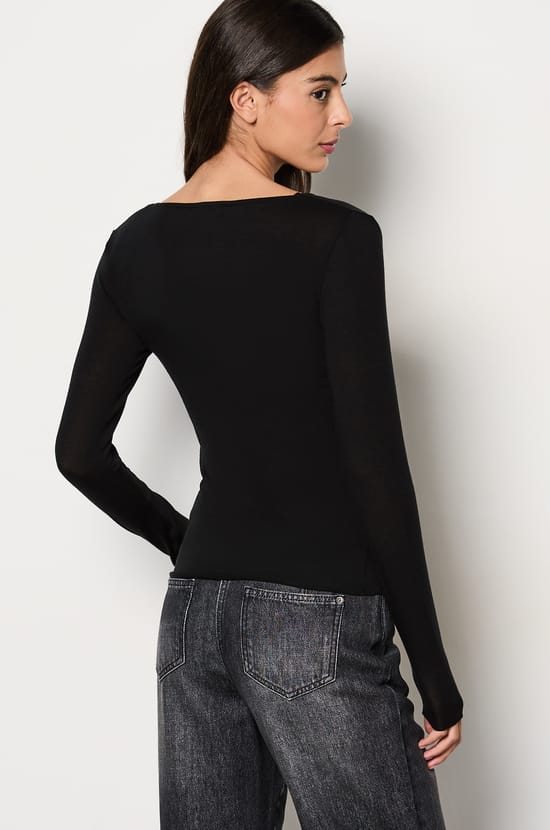 Long Sleeve Thermal Knit T-Shirt with Cashmere;${refinementColor}