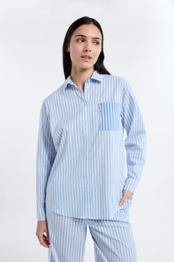 Striped Pyjama Shirt;${refinementColor}