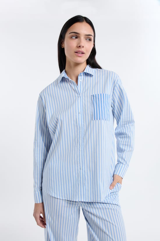 Chemise de pyjama &agrave; rayures;${refinementColor}