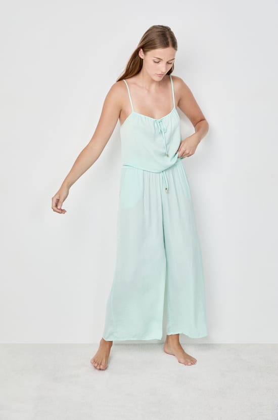 Pantalon satiné 7/8 coupe large;${refinementColor}