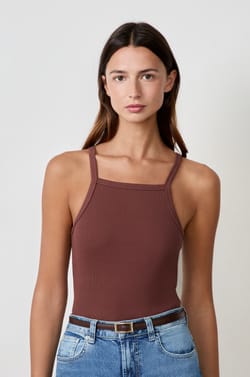 Débardeur côtelé en coton;${refinementColor}