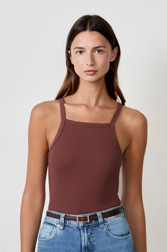 Débardeur côtelé en coton;${refinementColor}