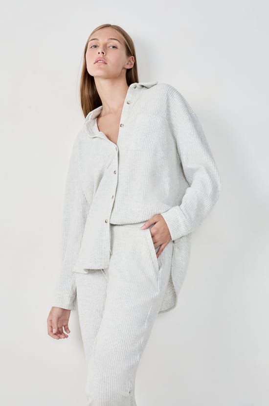 Ribbed Pyjama Shirt;${refinementColor}