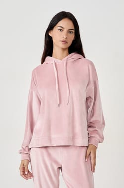 Velour-effect Hooded Sweatshirt;${refinementColor}