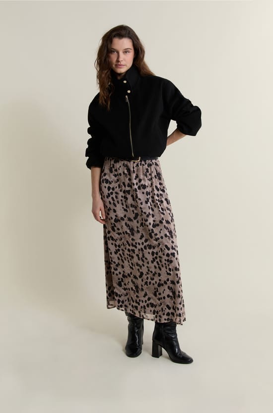 Jupe longue &agrave; imprim&eacute;;${refinementColor}