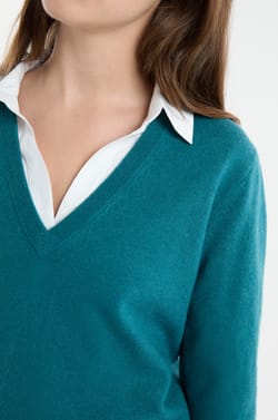 Pull col V avec laine;${refinementColor}