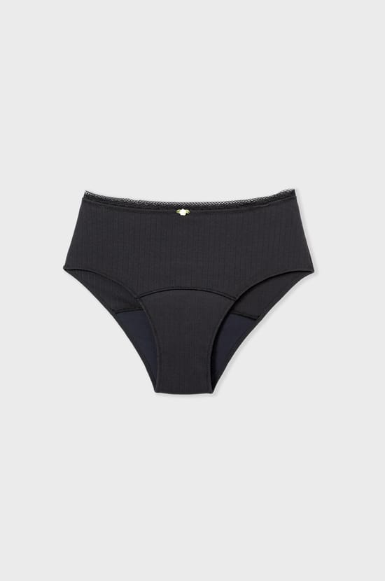 Culotte menstruelle taille haute pointelle - Flux moyen;${refinementColor}