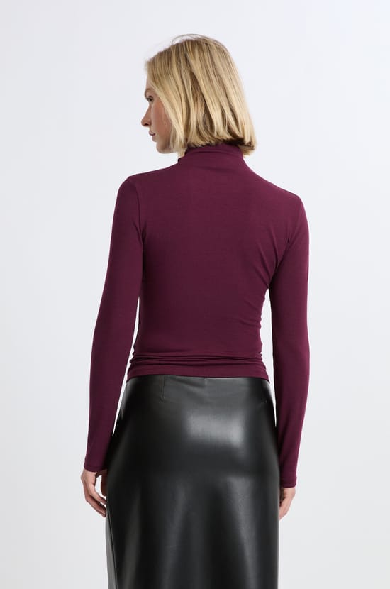 T-shirt manches longues &agrave; col &agrave; nouer avec coton;${refinementColor}