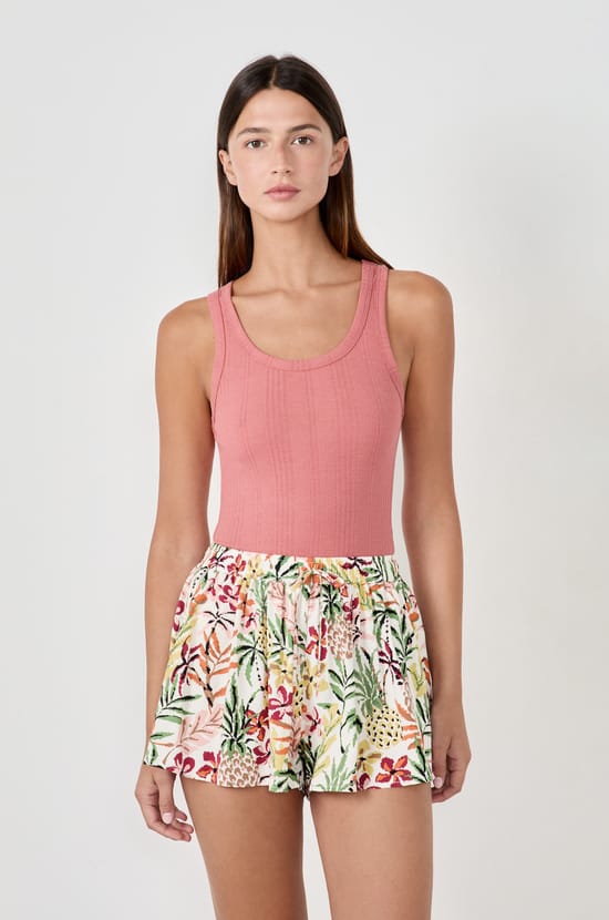 Cotton Ribbed Tank Top;${refinementColor}