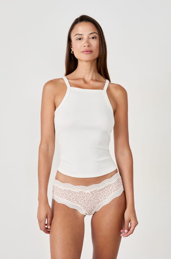 Shorty bords dentelle en microfibre imprimé léopard;${refinementColor}