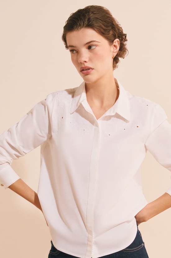 Chemise avec broderie en coton;${refinementColor}