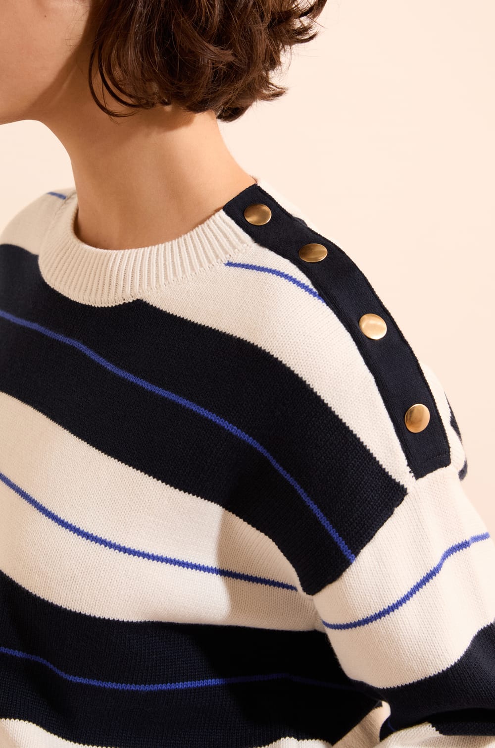 Pull manches longues &agrave; rayures;${refinementColor}