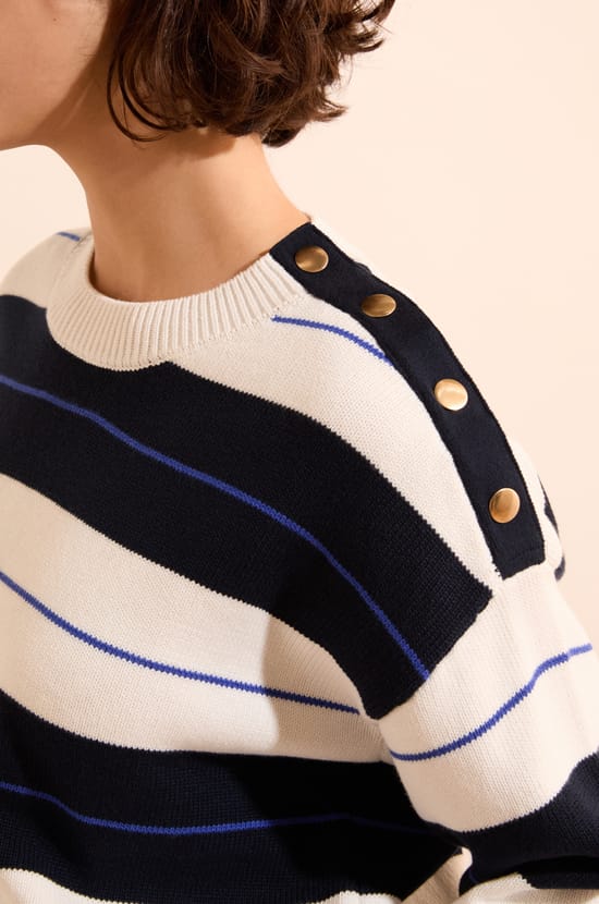 Pull manches longues &agrave; rayures;${refinementColor}