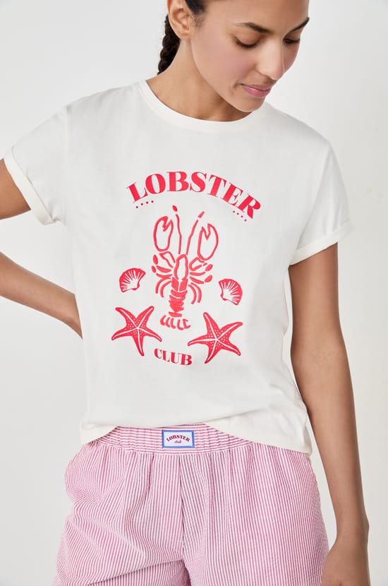 T-shirt de pyjama manches courtes en coton imprimé homard;${refinementColor}