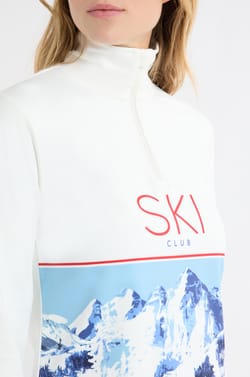 Technical material t-shirt with fleece interior and "ski club" print;${refinementColor}