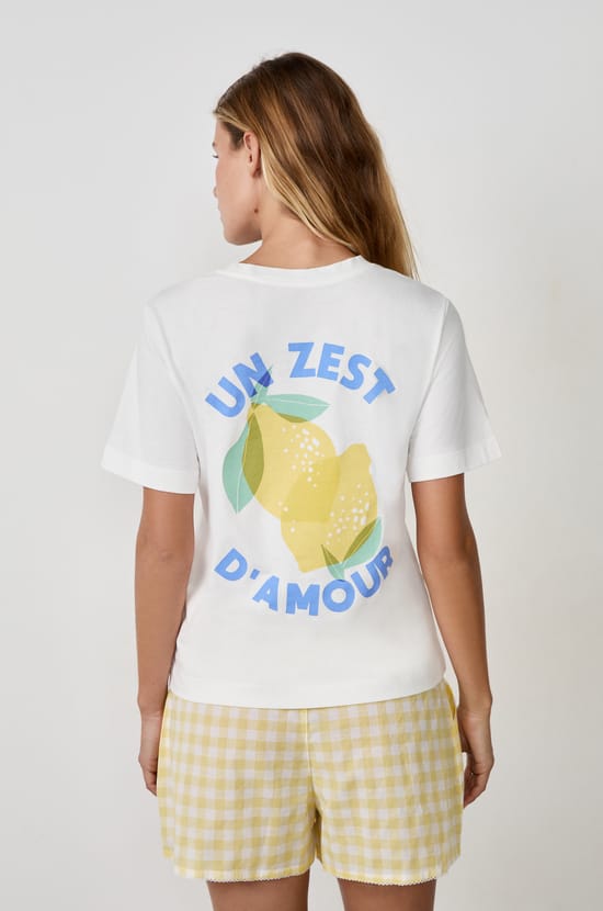 Short-sleeved cotton T-shirt "A zest of love;${refinementColor}