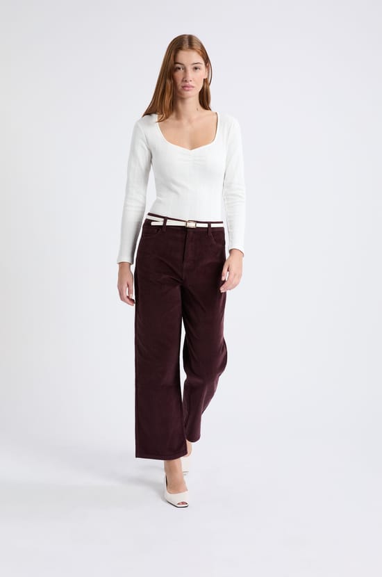 Pantalon droit en coton effet velours;${refinementColor}