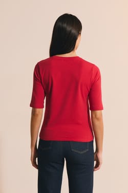 T-shirt manches courtes en coton avec &eacute;criture;${refinementColor}