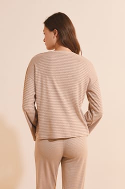 Sweatshirt de pyjama &agrave; rayures;${refinementColor}