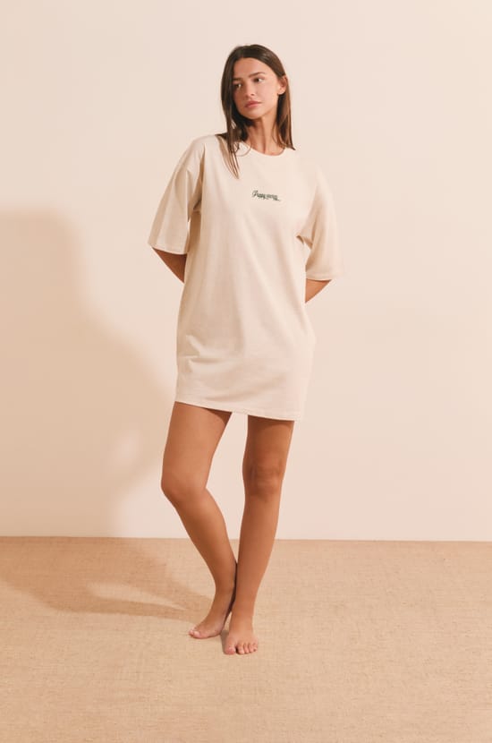 Chemise de nuit en coton avec inscription " Puppy energy;${refinementColor}