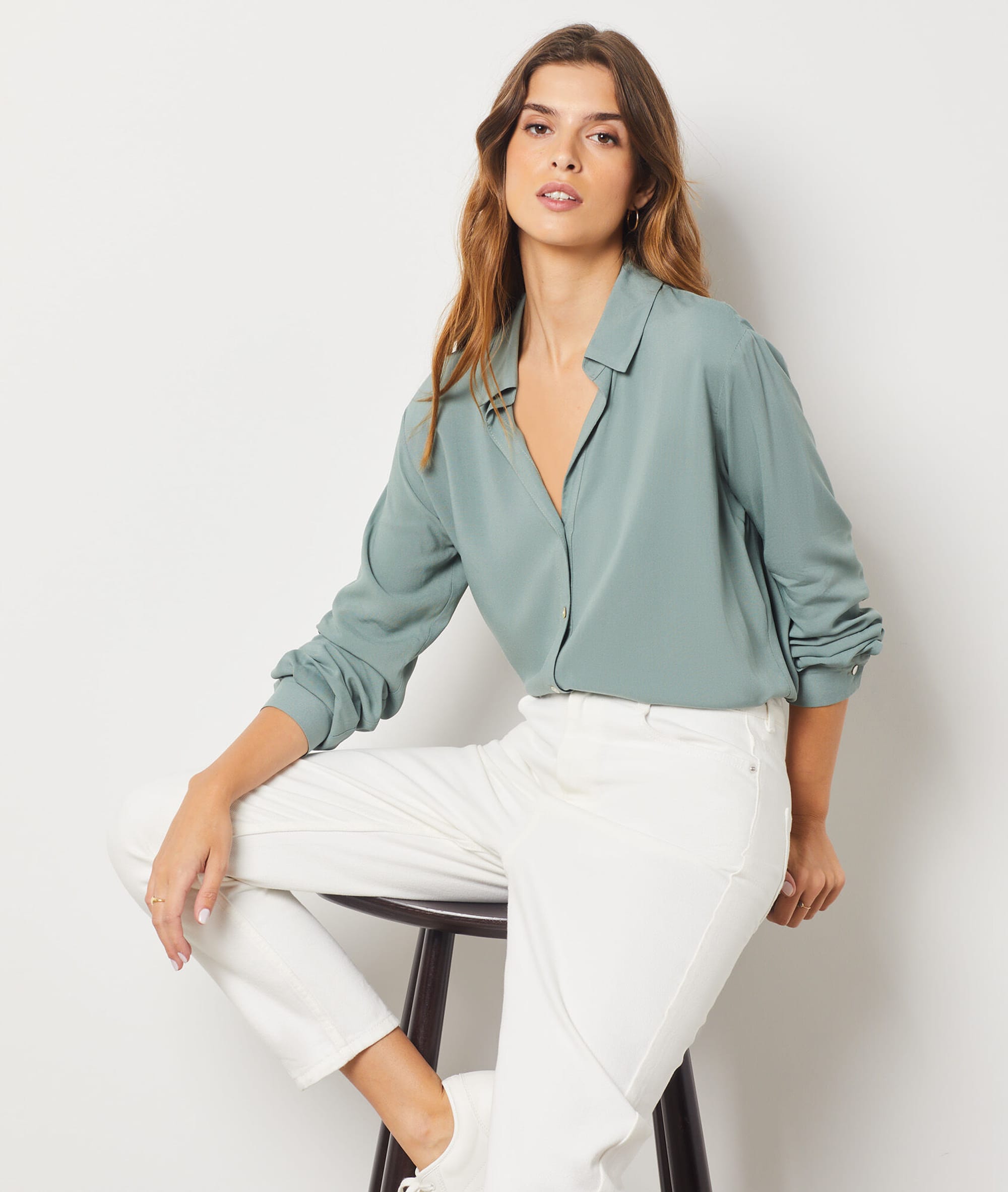 Chemise manches longues NOVILA KAKI - ETAM