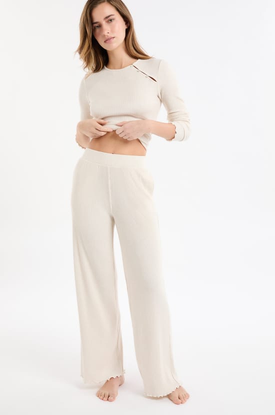 Gerippte Pyjama Hose;${refinementColor}