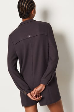 Buttoned Waffle Short Jumpsuit;${refinementColor}