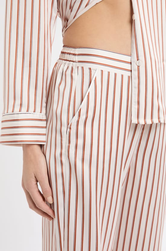 Pantalon de pyjama à rayures en satin;${refinementColor}