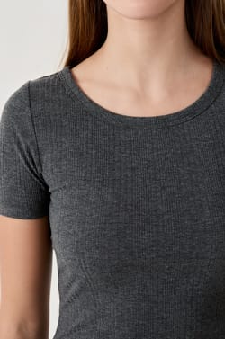 T-shirt de pyjama manches courtes en coton côtelé;${refinementColor}