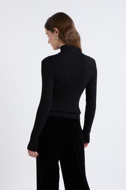 Pull en tricot irisé à col montant;${refinementColor}