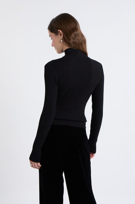 Pull en tricot irisé à col montant;${refinementColor}