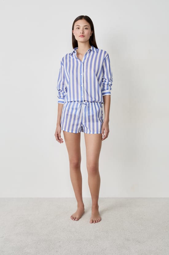 Cotton striped pyjama shorts;${refinementColor}