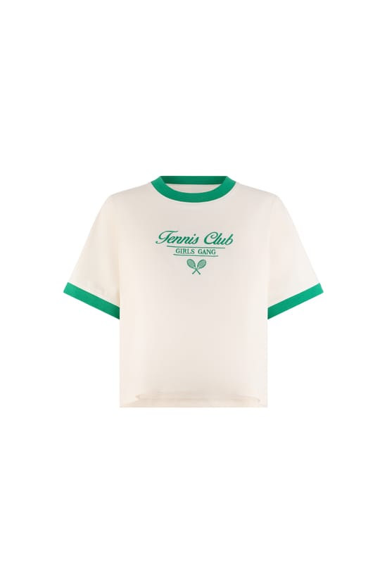T-shirt en coton avec &eacute;criture "tennis club";${refinementColor}