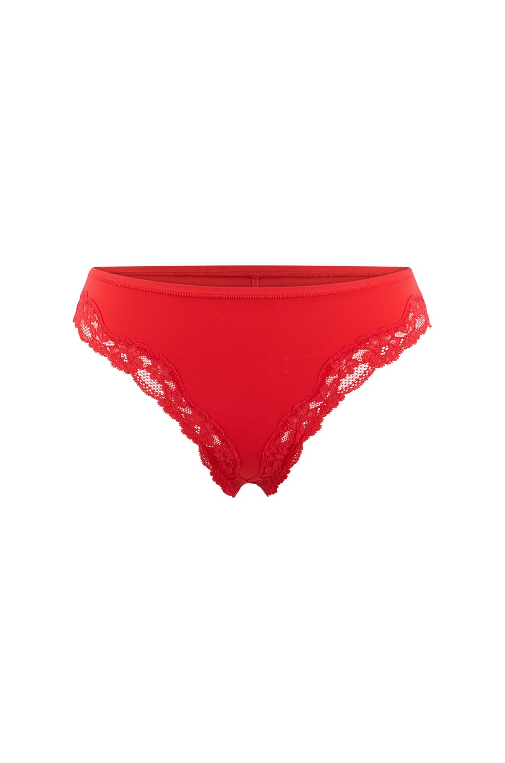 Tanga en microfibre et dentelle;${refinementColor}