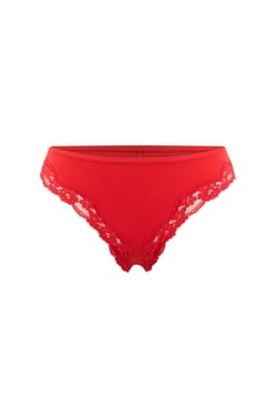 Tanga en microfibre et dentelle;${refinementColor}