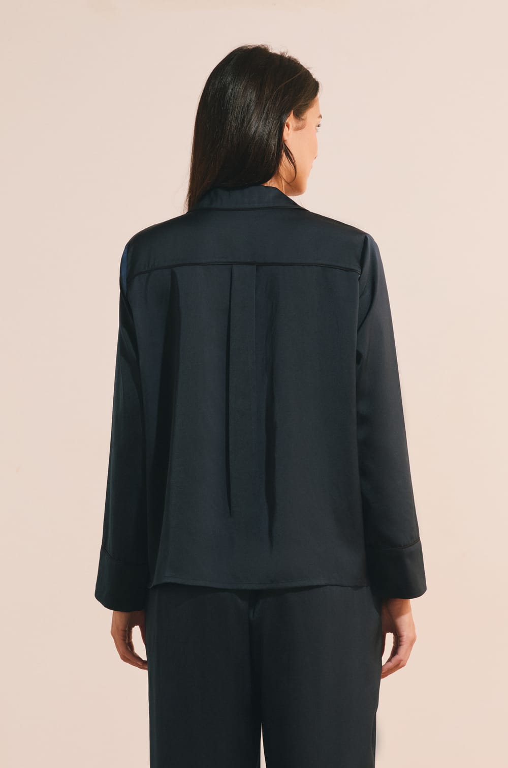 Chemise de pyjama satin&eacute;e;${refinementColor}