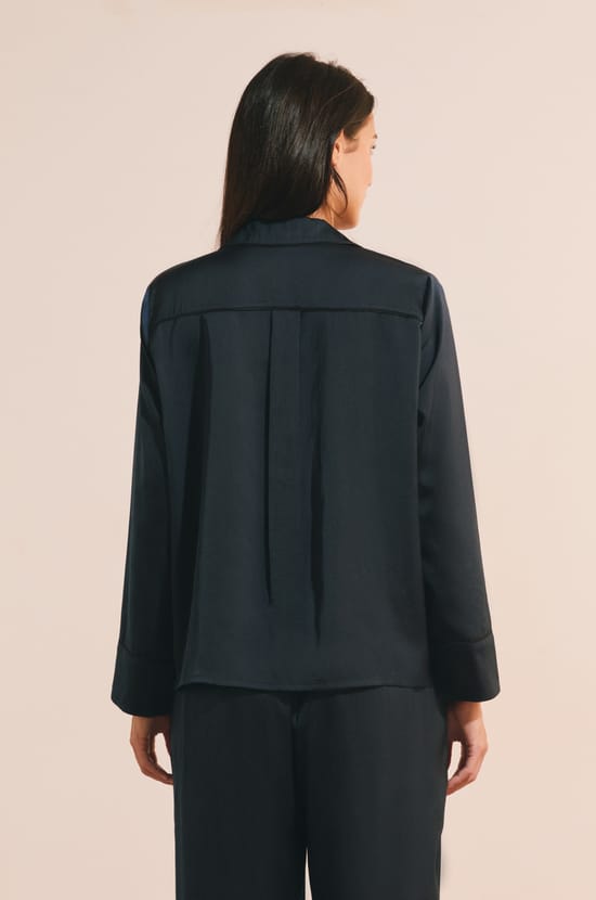 Chemise de pyjama satin&eacute;e;${refinementColor}