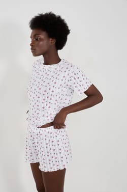Pyjama T-shirt with floral pattern;${refinementColor}