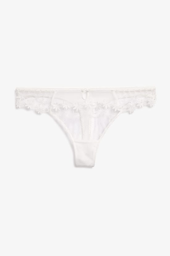 Embroidered Tulle Thong;${refinementColor}