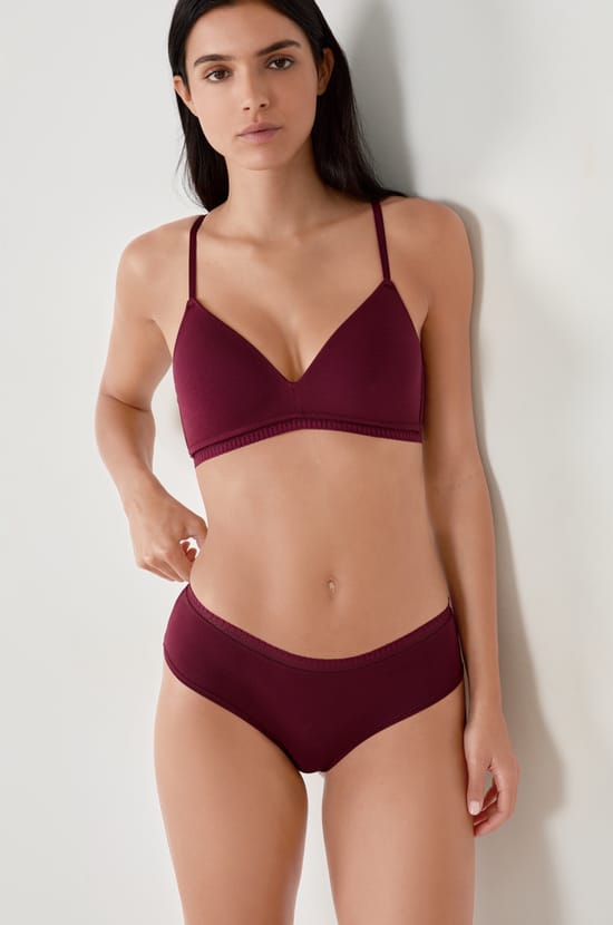 Soutien-gorge triangle sans armatures coques fines en coton;${refinementColor}
