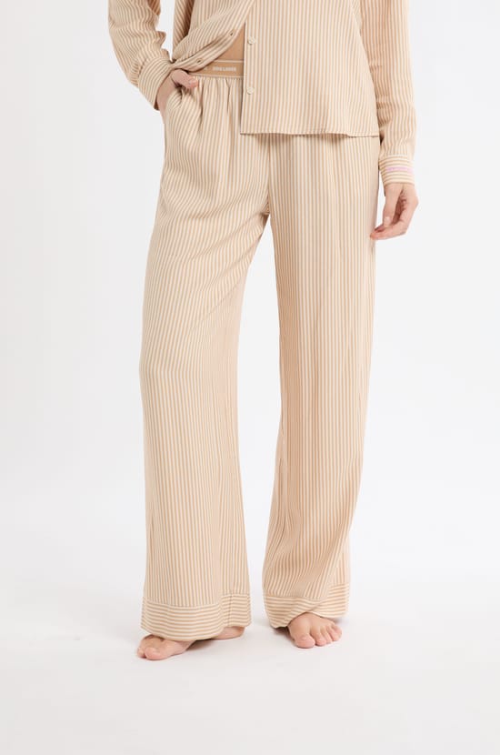 Pantalon de pyjama à rayures et taille élastique;${refinementColor}