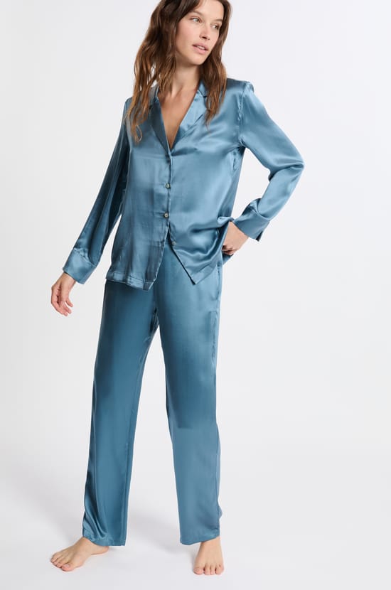 Pantalon de pyjama en soie;${refinementColor}