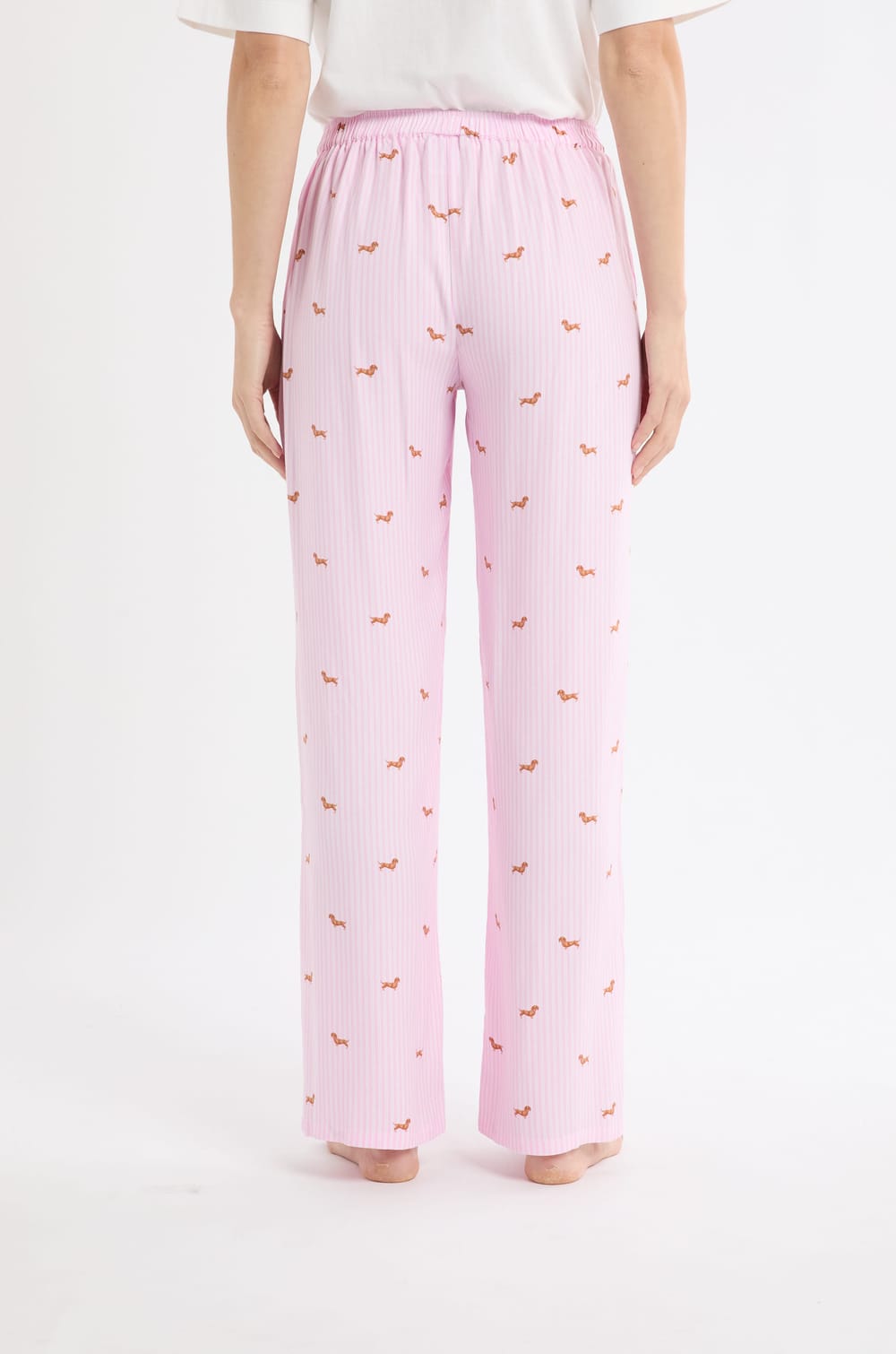 Pantalon de pyjama à rayures à motifs chiens;${refinementColor}