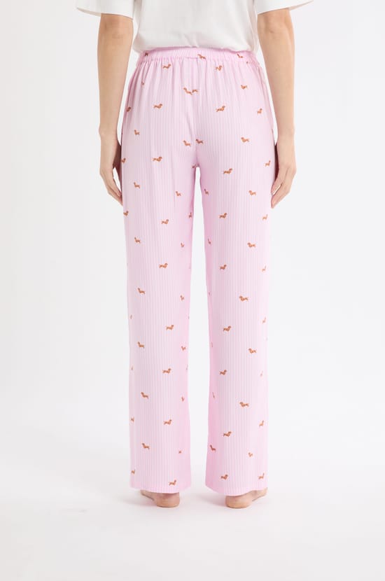 Pantalon de pyjama à rayures à motifs chiens;${refinementColor}