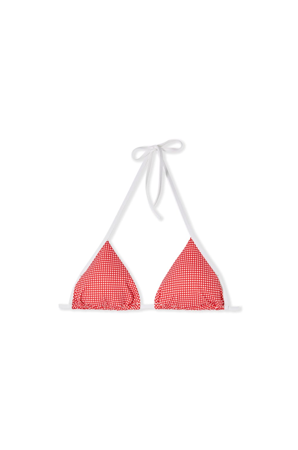 Triangle Bikini Top with Tie Detail and Patterns;${refinementColor}
