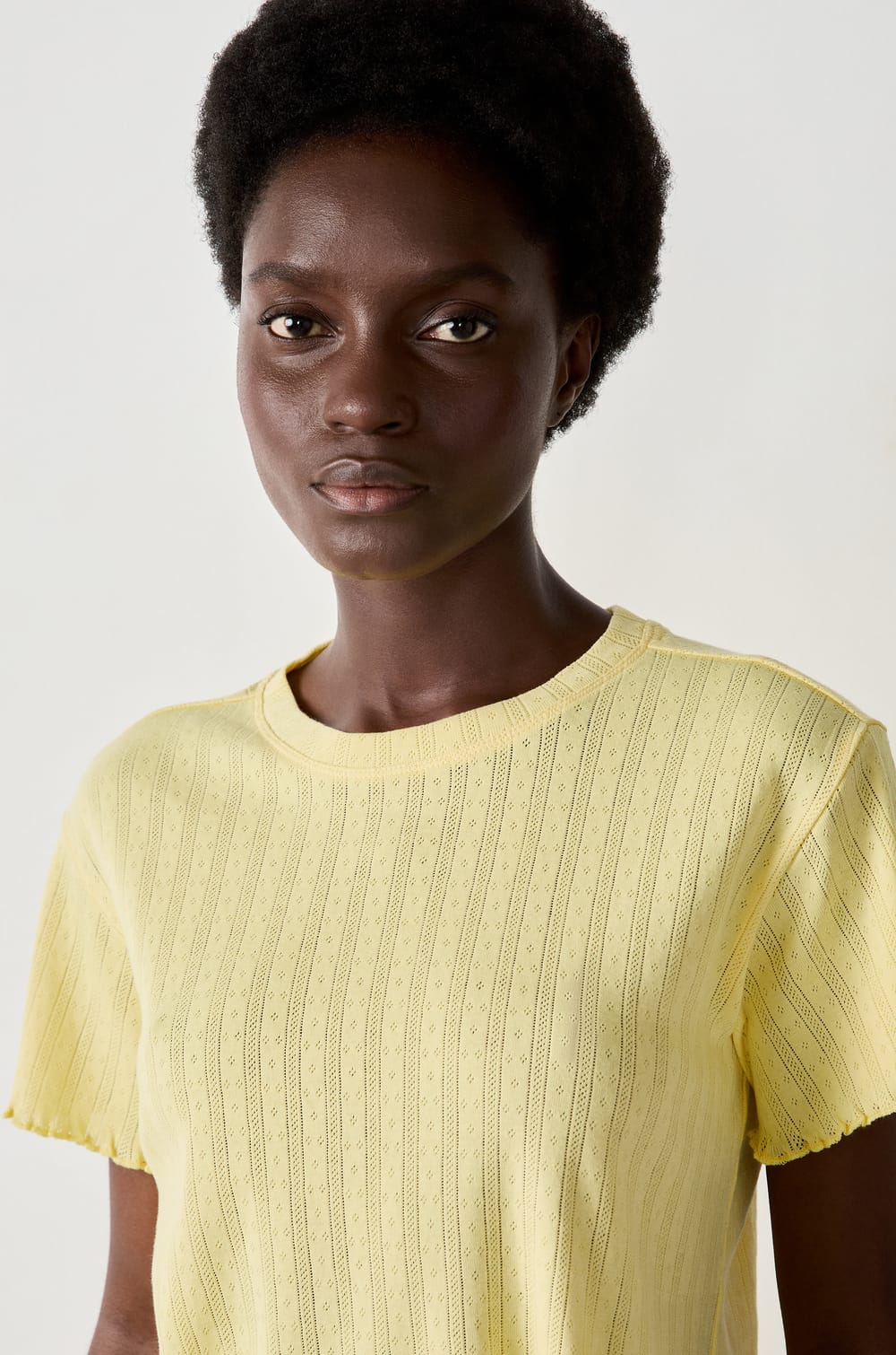 T-shirt en pointelle;${refinementColor}