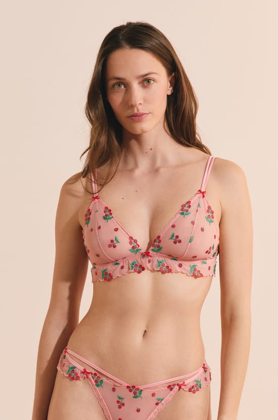 Soutien-gorge triangle avec broderies tomates;${refinementColor}