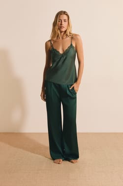 Pantalon de pyjama satin&eacute;;${refinementColor}
