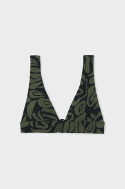 Patterned triangle bikini top;${refinementColor}